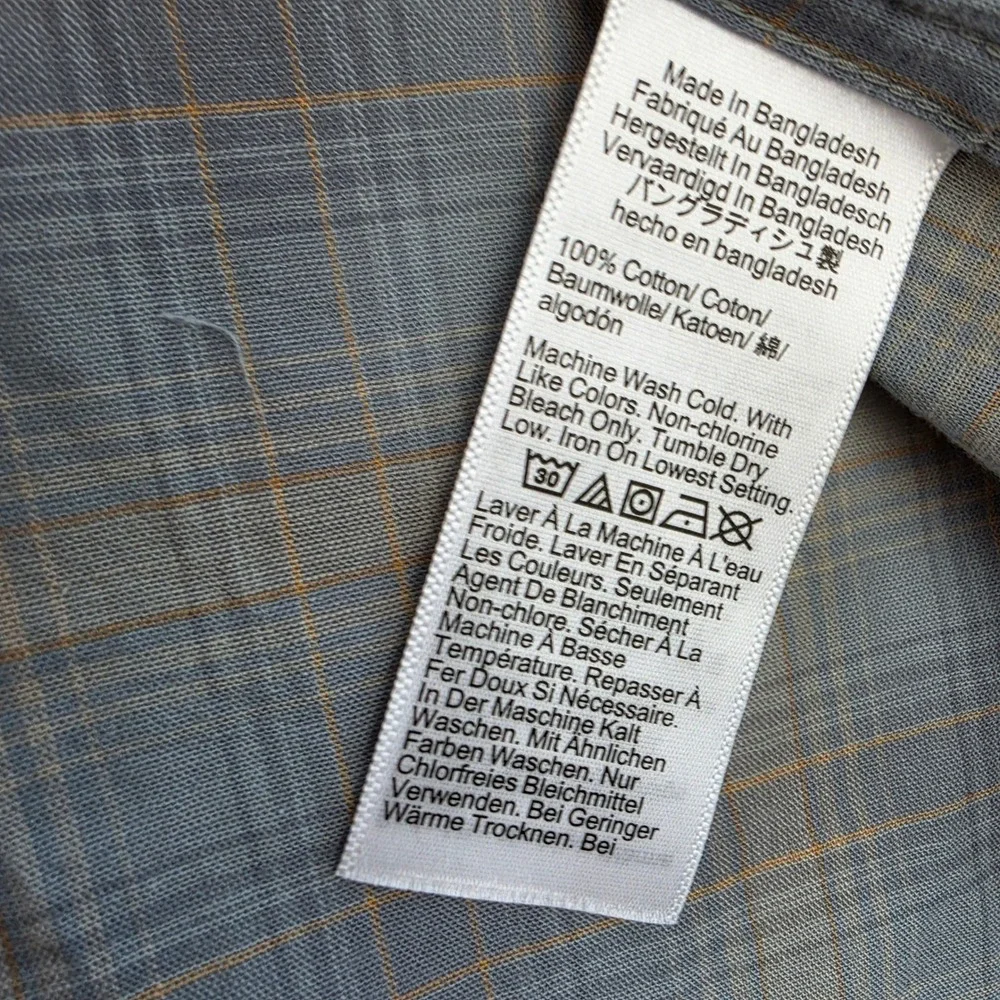 J.Crew NWT Mens Cotton Gauze Camp Collar Shirt Paul Dusty Blue Oat Plaid CC926 L